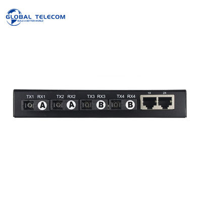 4port Fiber Medya Dönüştürücü, 2RJ45 Ethernet Optik Alıcı-Verici 10/100/1000M
